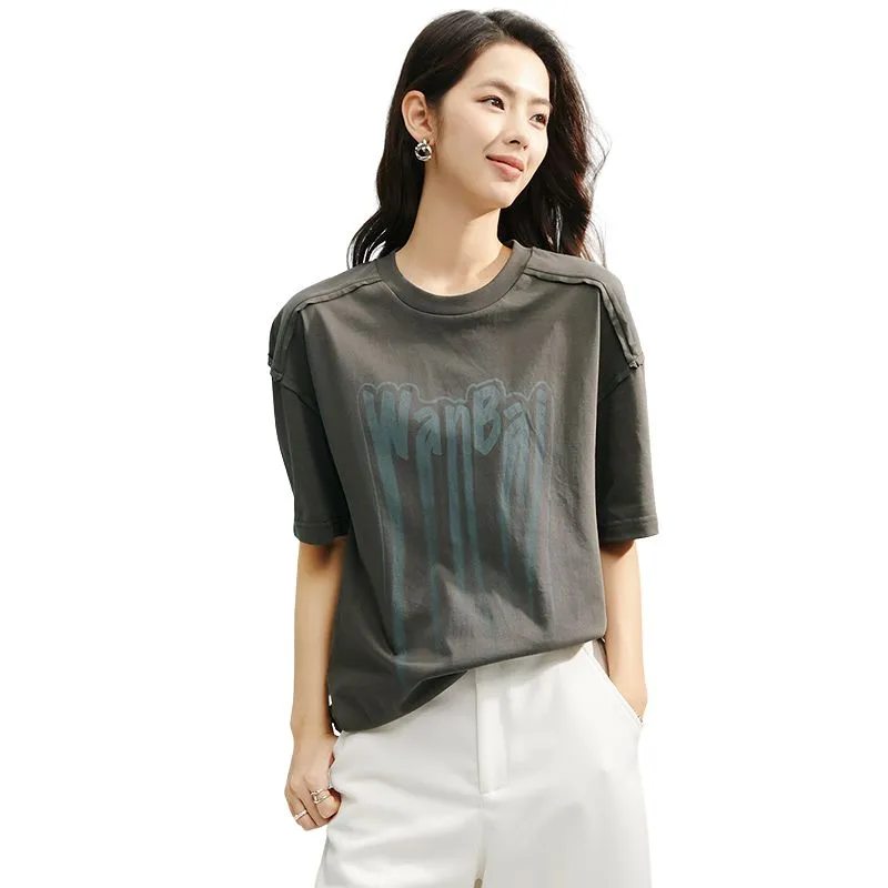 Late White Drop Shoulder Sleeve T Shirt Women's-2