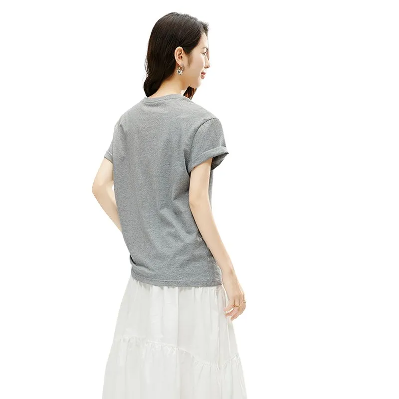 Late White T Shirts Women's Heather Gray-3