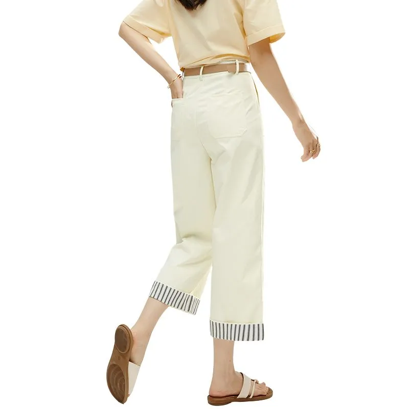 Late White Casual Pants Women's Ecru-3