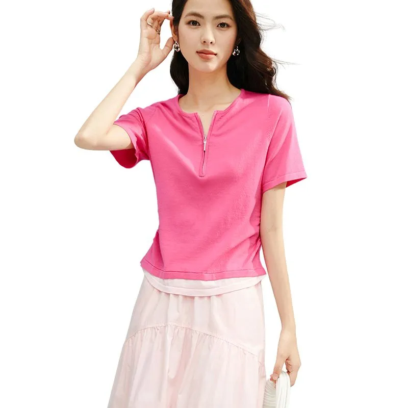 Late White T Shirts Women's Rose Red-2