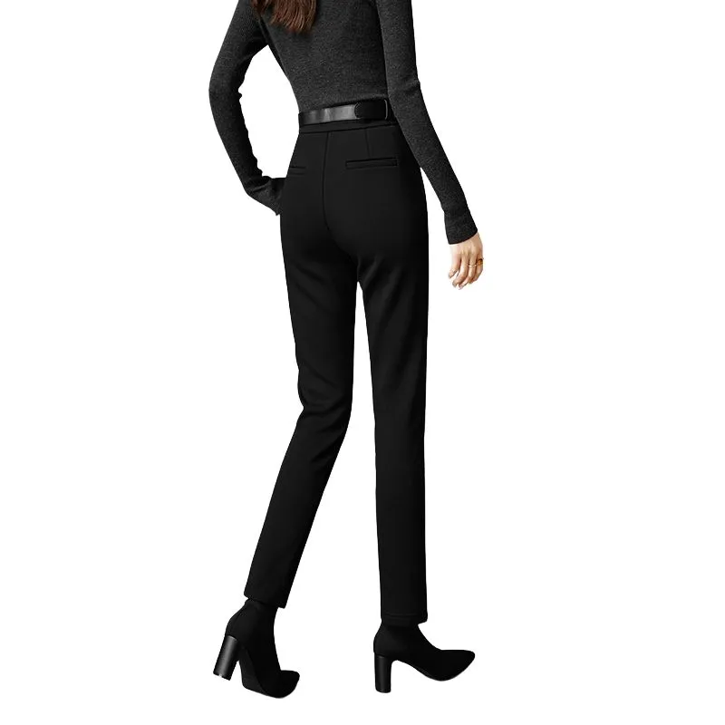 Late White Casual Pants Women's Black-0
