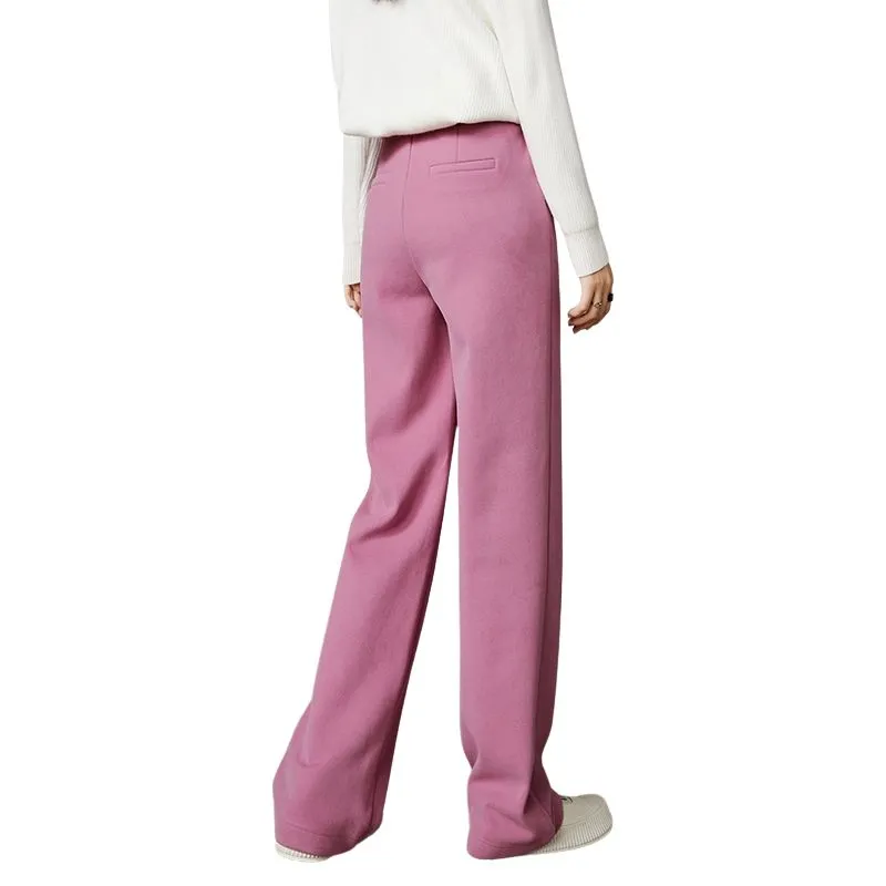 Late White Casual Pants Women's Pink-1