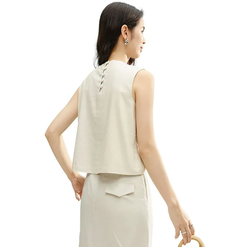 Late White Tank Tops Women's Light Apricot-3