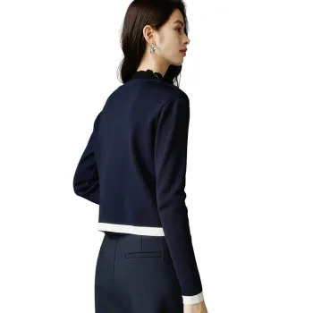 Late White Knitted Fabric Coat Women's Royal Blue