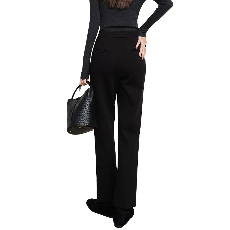 Late White Casual Pants Women's Black-1