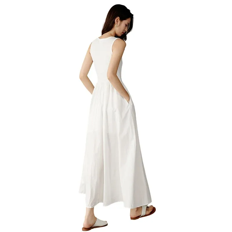 Late White Sleeveless Dress Women's-3