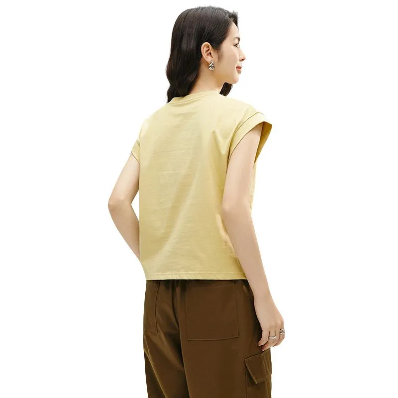 Late White T Shirts Women's Yellow-3