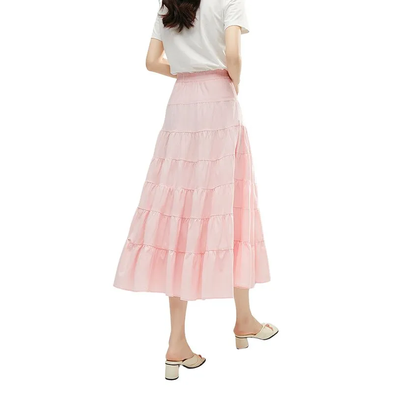 Late White Casual Long Skirt Women's-3