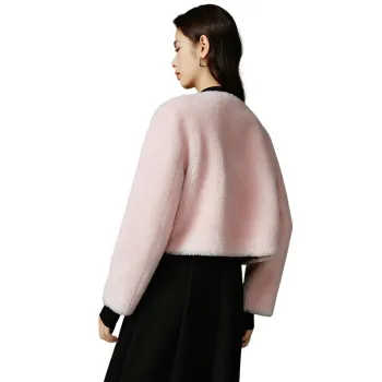 Late White Short Coats Women's Pink