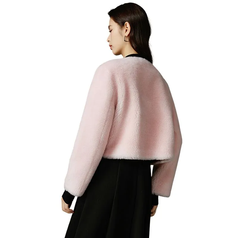 Late White Short Coats Women's Pink-0