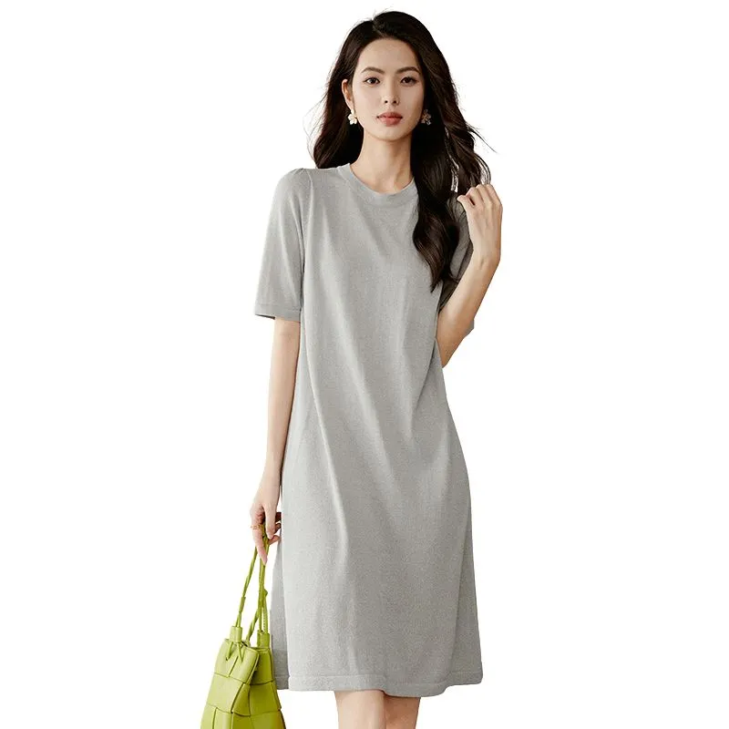 Late White Short Sleeved Dress Women's Heather Gray-2