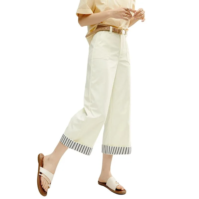 Late White Casual Pants Women's Ecru-2