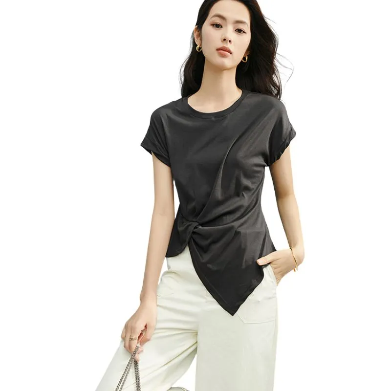 Late White T Shirts Women's Dark Gray-2