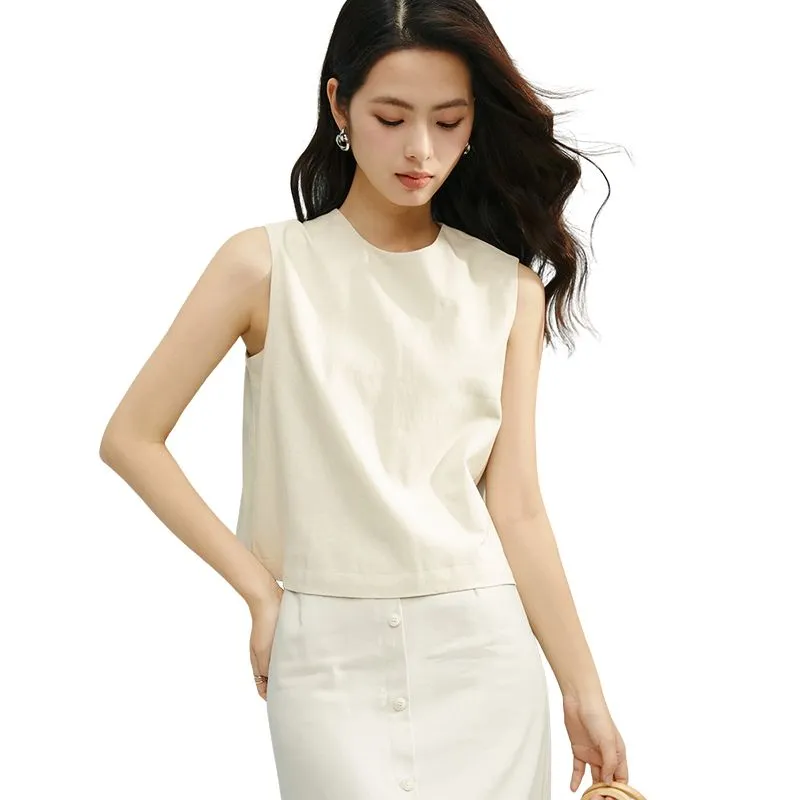 Late White Tank Tops Women's Light Apricot-2