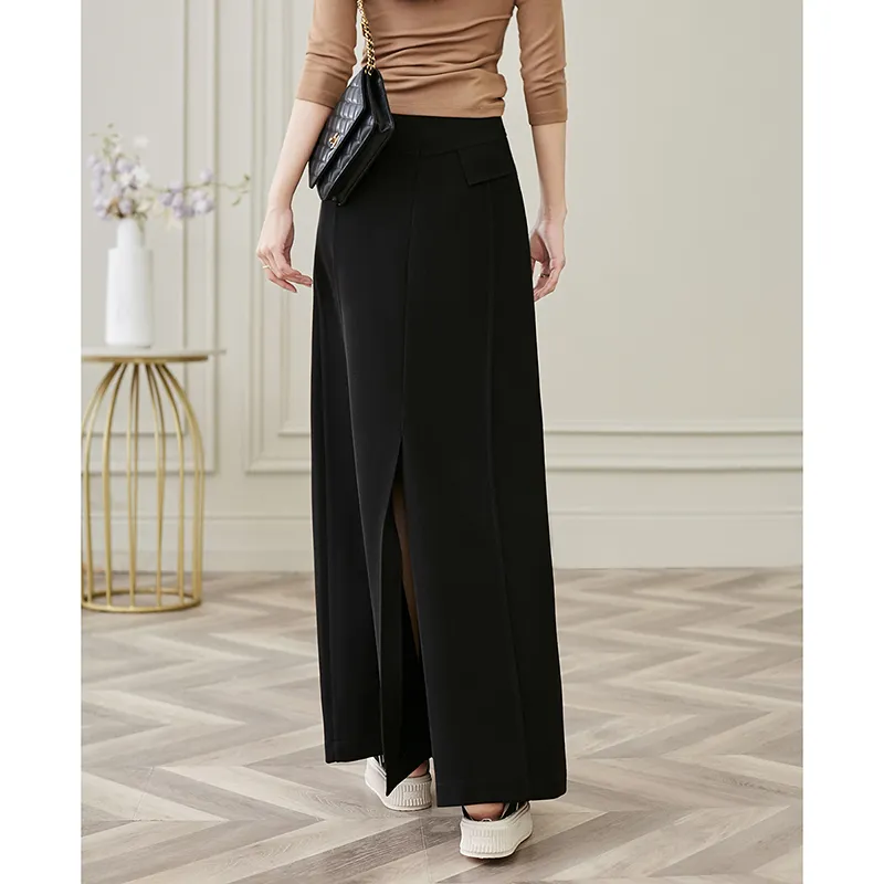 Late White Casual Long Skirts Women's Black-4