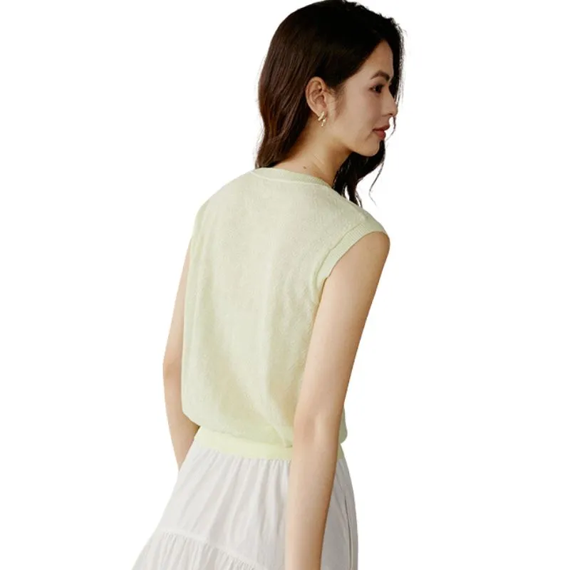 Late White Tank Top Women's Pea Green-3