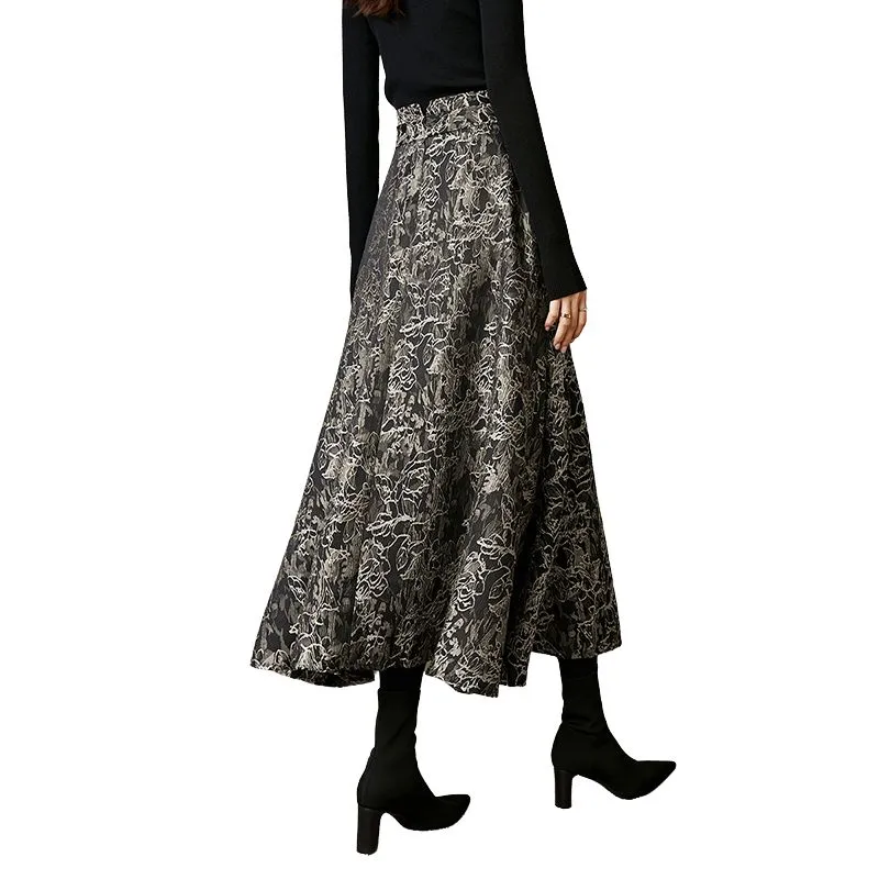 Late White Casual Long Skirt Women's Multicolor-3