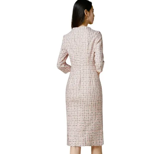 Late White Long Sleeved Dresses Women's Multicolor