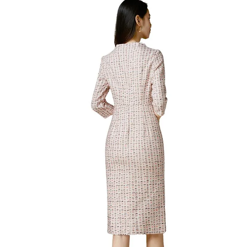 Late White Long Sleeved Dresses Women's Multicolor-0