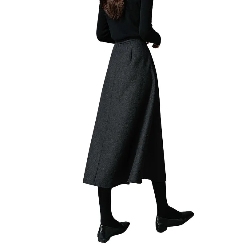 Late White Casual Long Skirts Women's Dark Gray-1