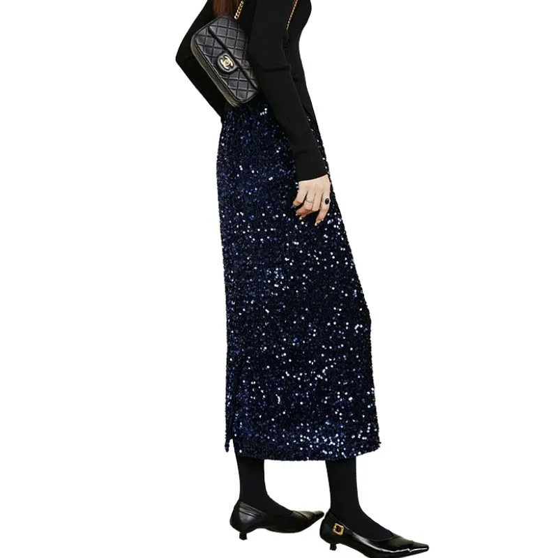 Late White Skirt Women's Dark Blue-1