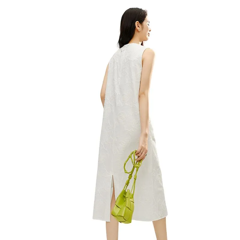 Late White Sleeveless Dress Women's-3