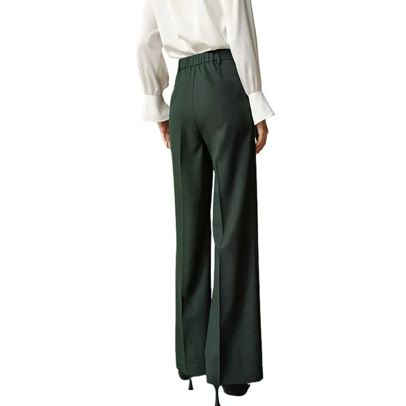 Late White Casual Pants Women's Dark Green-1