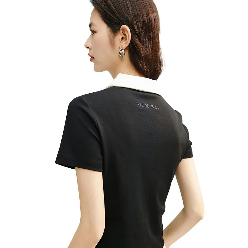 Late White T Shirts Women's Black-3
