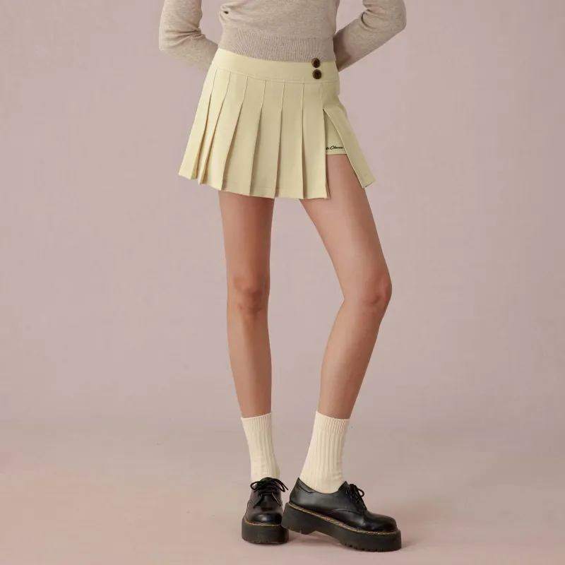PUKI Casual Short Skirts Women's Light Yellow-2