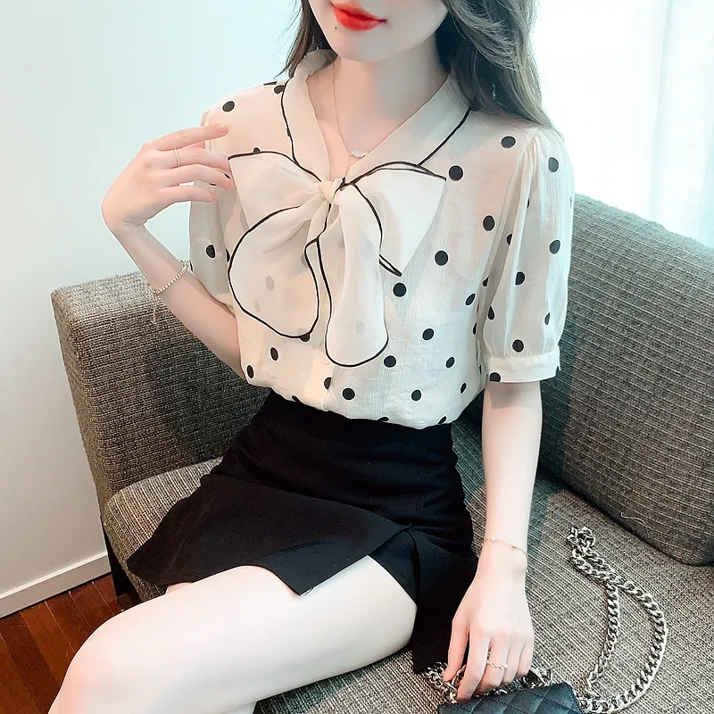 CZMO Shirts Women's Apricot Polka Dot-2