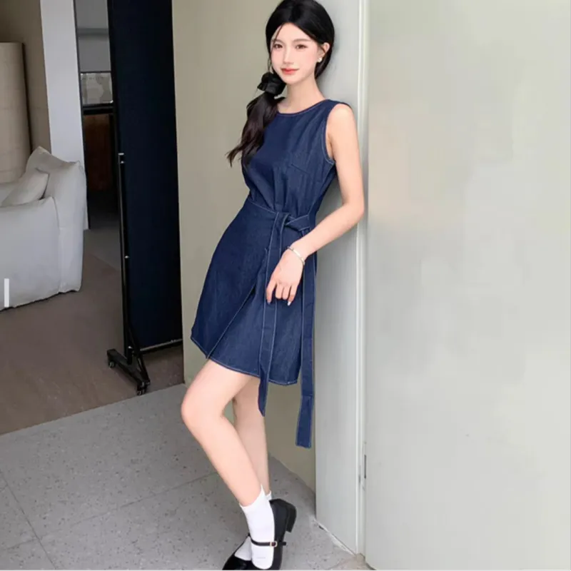 CZMO Sleeveless Dresses Women's Denim Blue-2