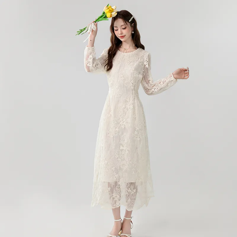 CZMO Long-Sleeved Dresses Women's Apricot-1