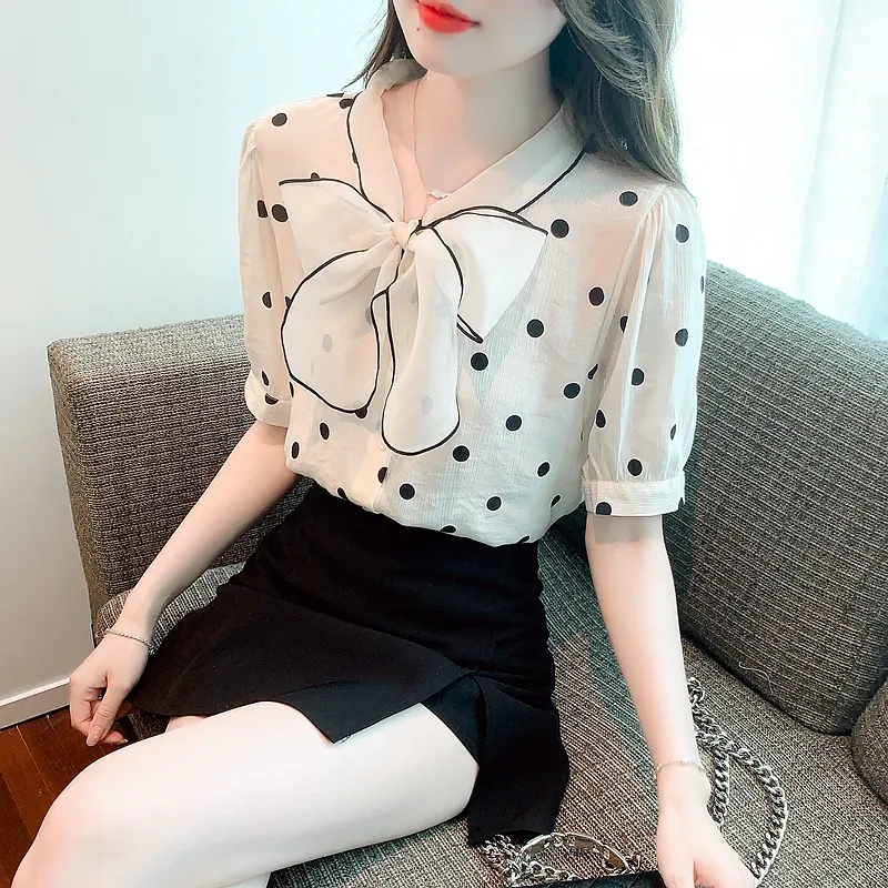 CZMO Shirts Women's Apricot Polka Dot-3