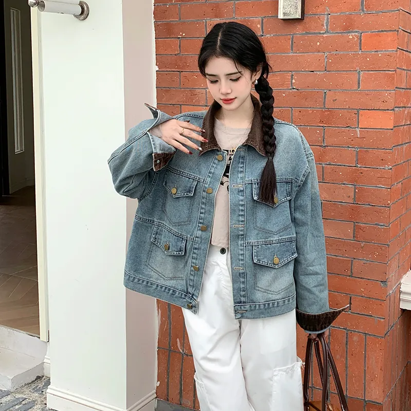 OZVO Denim Jackets Women's Blue-1