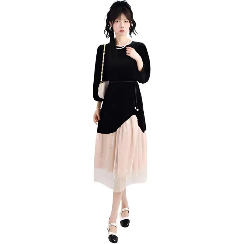 OZVO Long Sleeved Dresses Women's Black-3