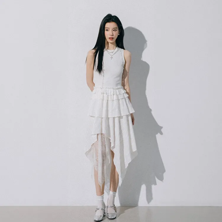 OZVO Sleeveless Dresses Women's White-5