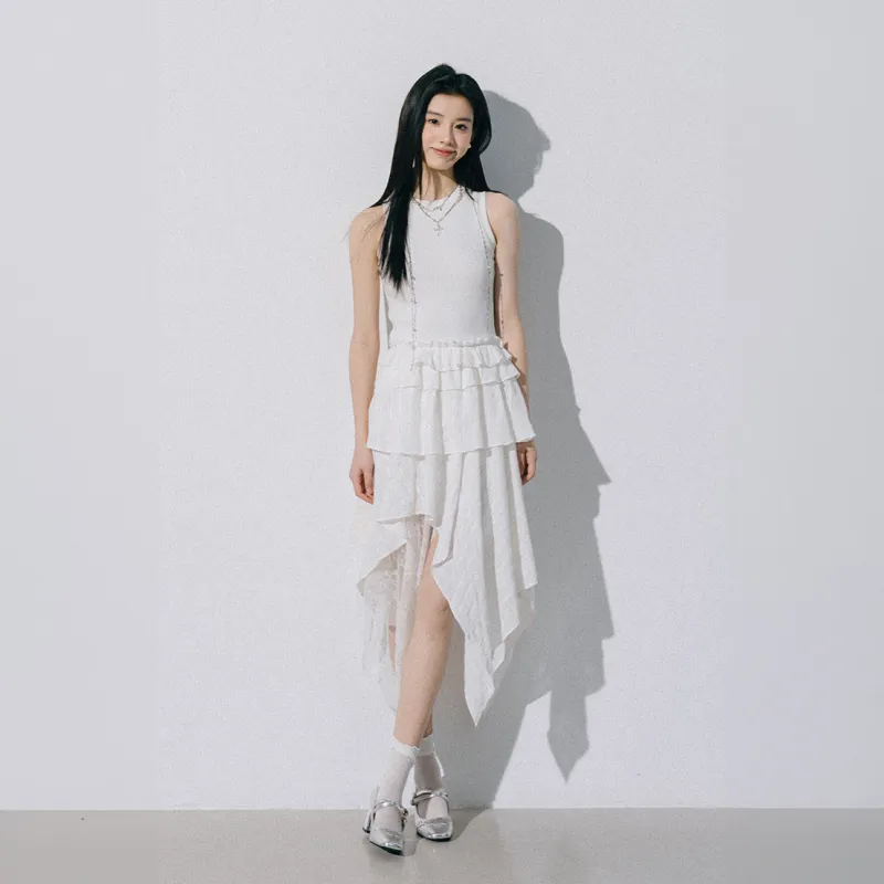 OZVO Sleeveless Dresses Women's White-4