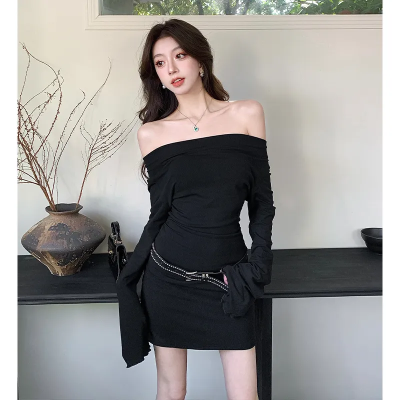 OZVO Long Sleeved Dresses Women's Black-4