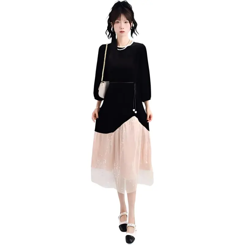 OZVO Long Sleeved Dresses Women's Black-2