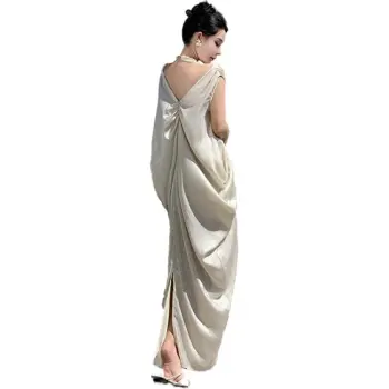 OZVO Sleeveless Dress Women's Silver White