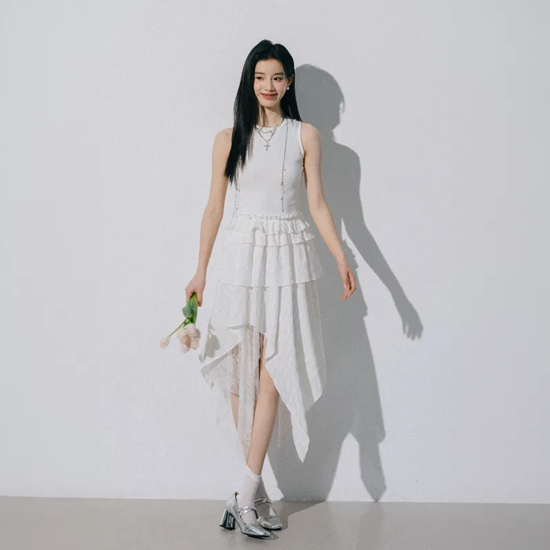 OZVO Sleeveless Dresses Women's White-3