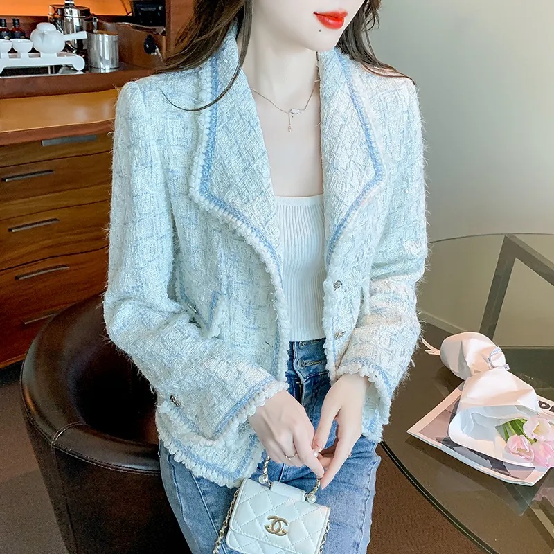 OZVO Jackets Coats Women's Blue White Multicolor-2