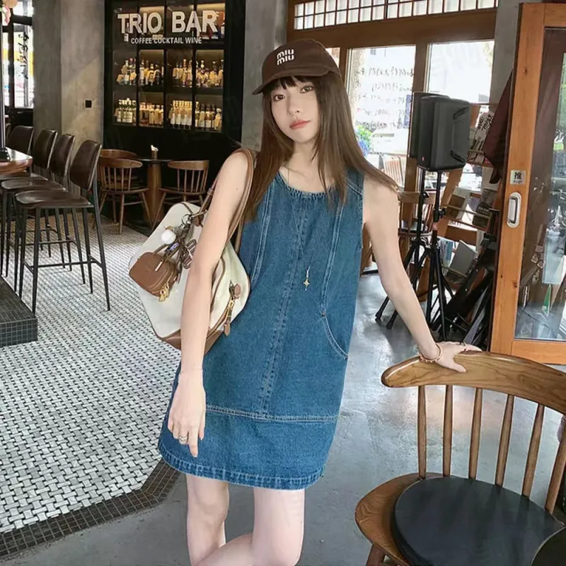 OZVO Sleeveless Dresses Women's Blue-2