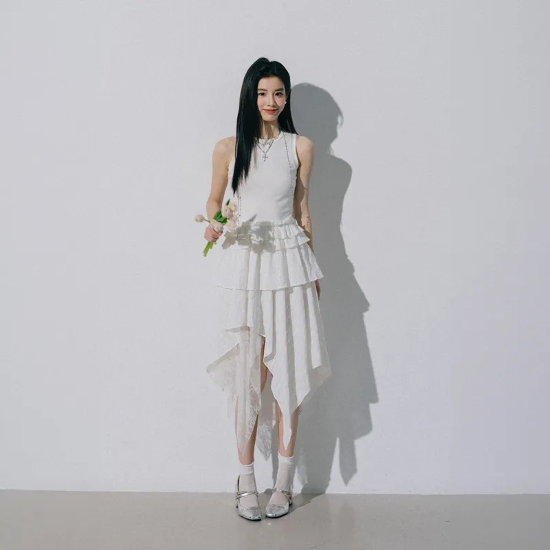 OZVO Sleeveless Dresses Women's White-2
