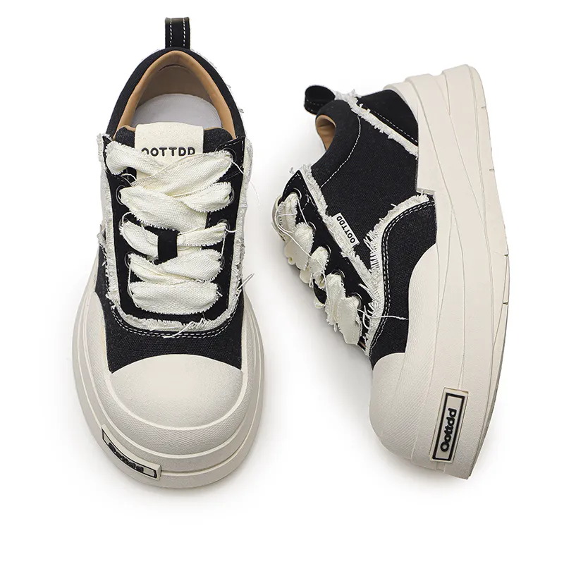 ESTEE GEEA Coverage Anti-Slip And Wear-Resistant Lightweight Height Increasing Low-Top Skateboard Shoes Unisex Black-2