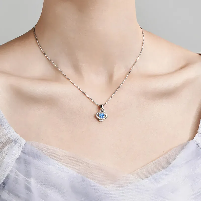 JOFY S925 Silver Necklaces Women's White/Blue-6