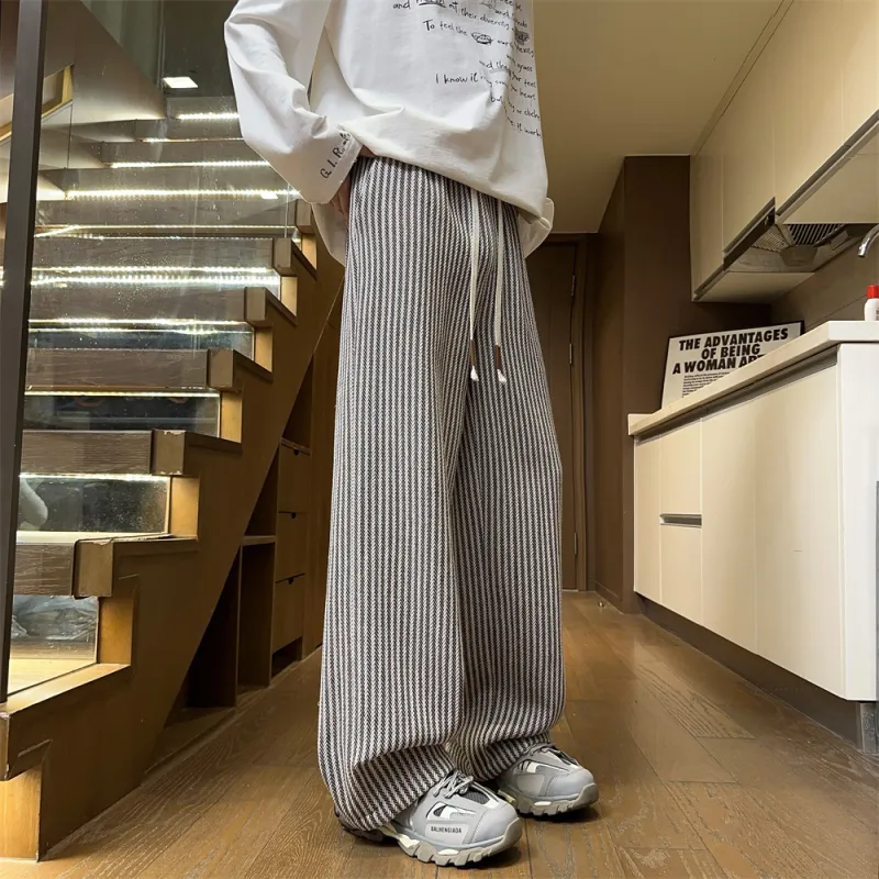 Mimx Homme Casual Pants Unisex Black White Stripes-13