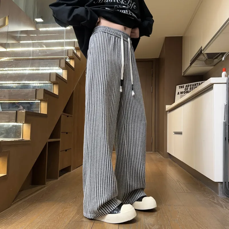 Mimx Homme Casual Pants Unisex Black White Stripes-5