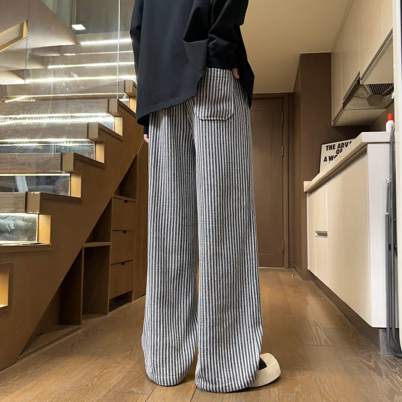 Mimx Homme Casual Pants Unisex Black White Stripes-4