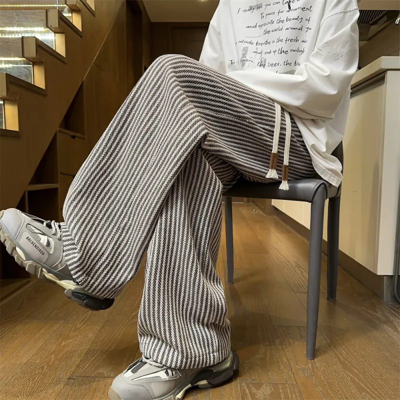 Mimx Homme Casual Pants Unisex Black White Stripes-14